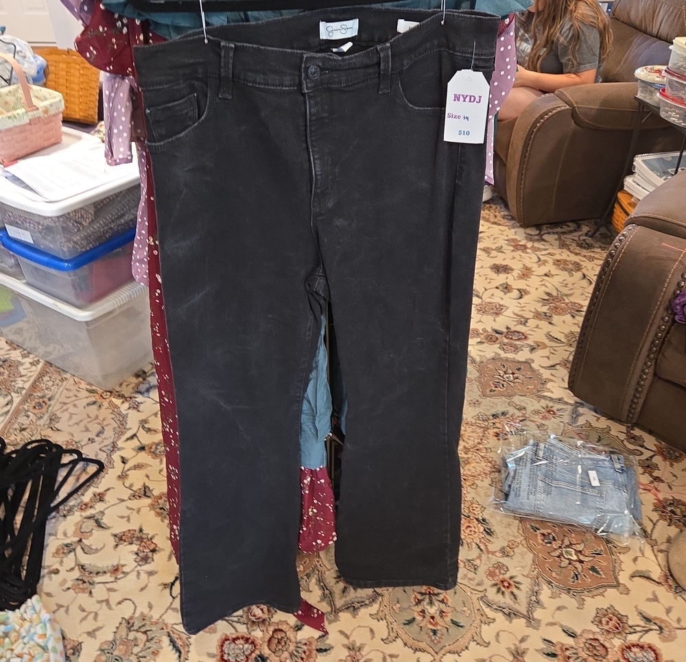 NYDJ Washed Black Straight Leg Jeans